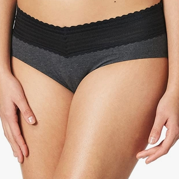 Warner's Blissful Benefits No Muffin 3Pk Hipster Panties in Gray/Black/Almond S - Picture 2 of 12